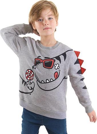 Şekerci Dinozor Erkek Çocuk Gri Sweatshirt