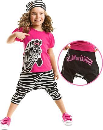 Zebra Fashion Kız Çocuk T-shirt Kapri Şort Takım