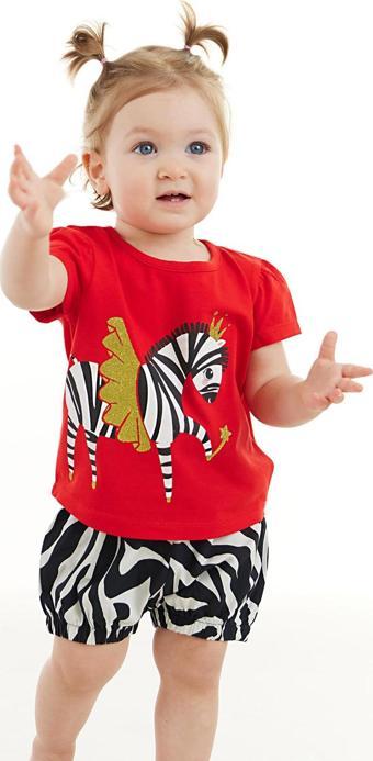 Balerin Zebra Kız Bebek T-Shirt Poplin Şort Takım