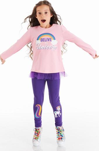 Colorfull Unicorn Kız Çocuk Tunik Tayt Takım