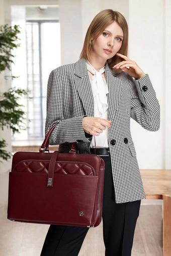 Lüx Kapitone 13", 14" 15.6" Inç Ofis Bordo Evrak Laptop Çantası