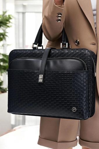 Lüx Kapitone 13", 14" 15.6" Inç Ofis Hasır Siyah Evrak Laptop Çantası