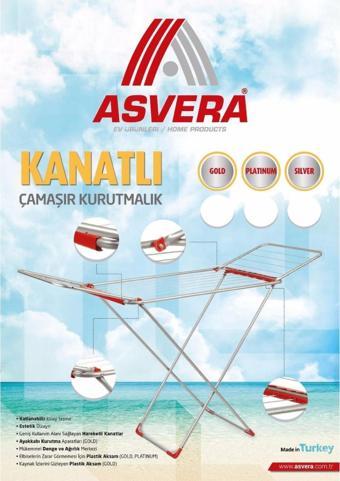 ASVERA - Platinum Full-Hard Borulu Çamaşır Kurutmalık - Kanatlı Çamaşır Kurutma Askısı