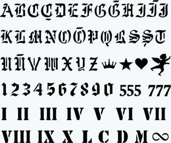 ABC&123 Gotik Font Dövme Şablon Seti