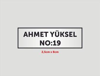 Yüksel 2,5 Cmx8 Cm Kapı İsimliği, Masa, Dolap İsimliği Aliminyum Metal Parlak Arkası Yapışkanlı