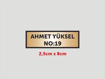 Yüksel 2,5Cmx8Cm Kapı İsimliği , Dolap İsimliği ,Aliminyum Metal Numara Arkası Yapışkanlı Gold Renk