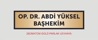 Yüksel Doktor Kapı İsimliği ,Kişiye Özel Baskı Aliminyum Gold Parlak Metal Levha 26Cmx7Cm