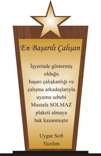 yüksel34 En Başarılı Çalışan Plaketi Ahşap Mdf Gold Levhaya Baskılı  ,Kişiye Özel İsim Baskısı Yapılabilir