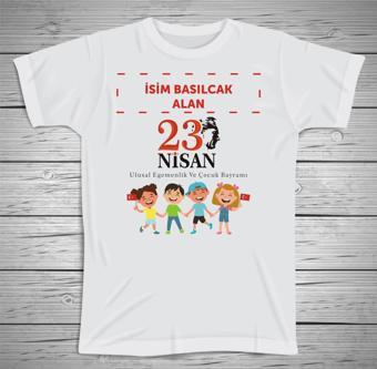 yüksel34 Kişiye Özel Isim Baskılı Unisex 23 Nisan Tshirt , 23 Nisan Çocuk Tshirt