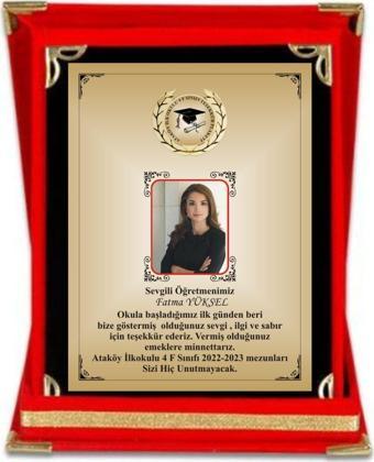 yüksel34 Öğretmen Plaketi ,Öğretmene Resimli Teşekkür Plaketi ,Mezuniyet Plaketi Kadife Kutulu 12*16 Cm