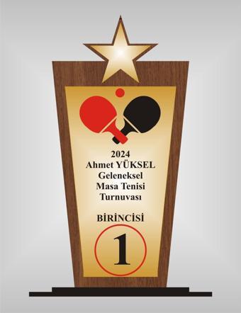 yüksel34 Masa Tenisi Turnuvası Plaketi Ahşap Mdf Gold Levhaya Baskılı Kişiye Özel İsim Baskılı