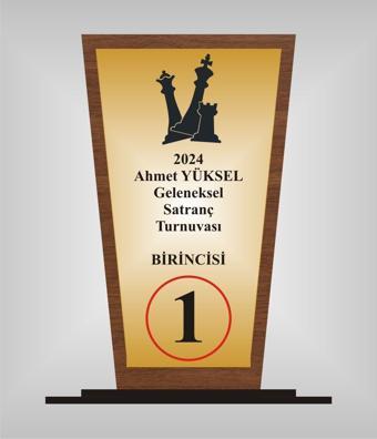 yüksel34 Satranç Turnuvası  Plaketi , Ahşap Mdf Gold Levhaya Baskılı  ,Kişiye Özel İsim Baskısı Yapılabilir