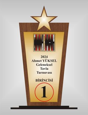 yüksel34 Tavla Turnuvası Plaketi , Ahşap Mdf Gold Levhaya Baskılı  ,Kişiye Özel İsim Baskısı Yapılabilir