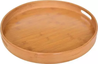 Bambum B2564 Carne - Yuvarlak Bambu Tepsi 40 Cm