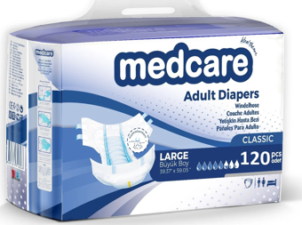 Medcare Belbantlı Classic Hasta Bezi 120 Adet Large