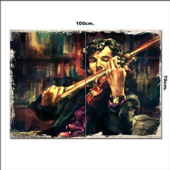 Bedeko Ahşap Tablo Sherlock Holmes Ve Keman 70*100Cm