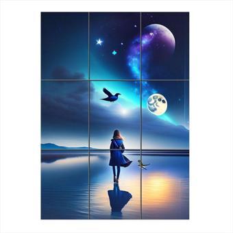 Bedeko Ufka Bakan Kız Temalı 9 Parça Puzzle Tablo