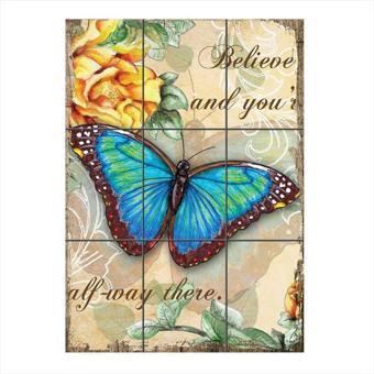 Bedeko Kelebekli Kartpostal Desenli 9 Parça Puzzle Tablo