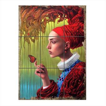 Bedeko Kadın Ve Kelebek Tasarım 9 Parça Puzzle Tablo