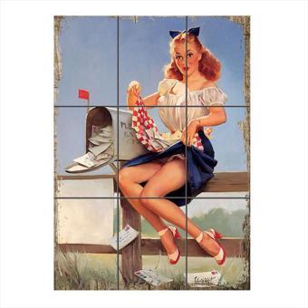 Bedeko Posta Kutusu Pin Up Kadın 9 Parça Puzzle Tablo