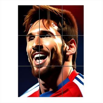 Bedeko Lionel Messi Futbol Temalı Mdf 9 Parça Puzzle Tablo