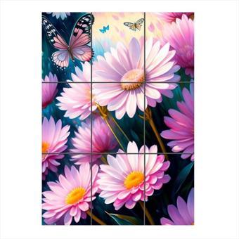 Bedeko Çiçek Ve Kelebek Temalı 9 Parça Puzzle Tablo