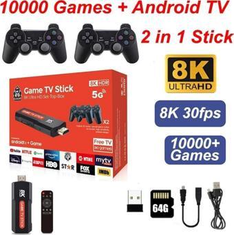 5G Uyumlu 8K 30fps Ultra HD Android tv + Game Stick +1000 Games GameBox