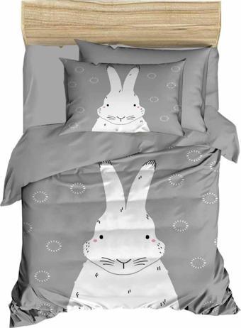 Yenidoğan Kız / Erkek Unisex Bebek Nevresim Takımı %100 Pamuklu Gri Tavşan
