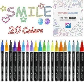 Outline Marker Sihirli Chrome Metalik Kalem Seti 20 Renk