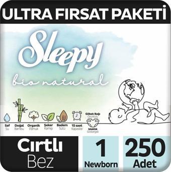 SLEEPY BİO NATURAL CIRTLI BEZ 1NO 50Lİ 5 ADET 