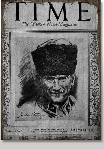 Bedeko Ahşap Tablo Mustafa Kemal Atatürk Time Gazetesi