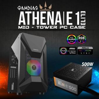 Gamdıas Athena E1 Elite, 500w, Tempered Glass, Mesh, Argb, Atx Gamıng Kasa
