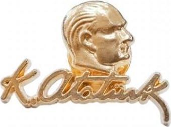 Atatürk İmzalı Yaka Rozeti (30'Adet) Gold