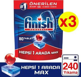 Finish Hepsi Bir Arada 240 Tablet Bulaşık Makinesi Deterjanı (80x3)