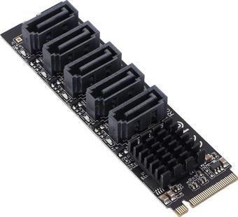 4496 M.2 Nvme Pci-e X4 X8 X16 To Sata 3 5 Port Adaptor Riser Çoklayıcı Kart