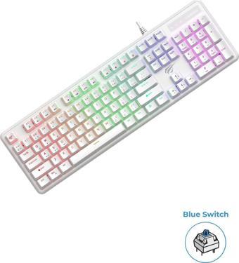 Havit Gamenote KB870L RGB Backlit Gaming Mekanik Klavye Blue Switch - Beyaz