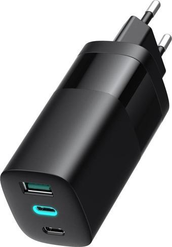 Havit Uc10 65w Gan Teknoloji Hızlı Şarj Adaptörü - 2 Type-c, 1 Usb Girişi (macbook Ve Iphone Uyumlu)