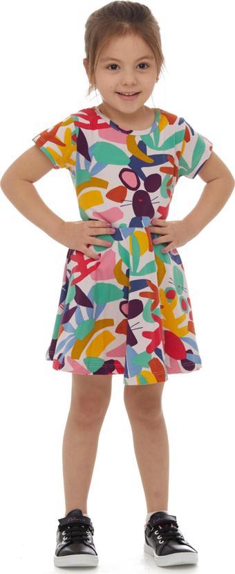 Cutouts Foliage Kız Çocuk Desenli Kısa Kollu Elbise