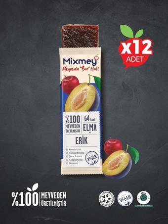 mixmey Erik Meyve Bar | Doğal Erik Tatlarıyla Sağlıklı Atıştırmalık - 20Gr X 12 Adet