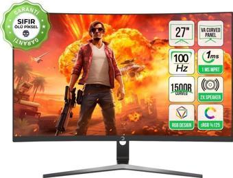 GamePower Vivid F20 27'' Curved Va Rgb 100Hz 1Ms Fhd 2Xspeaker Gaming Monitör Ölü Piksel