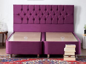Niron Purple Baza ve Başlık Seti 150x200 cm Çift Kişilik Sandıklı Mor Kumaş Baza ve Başlığı