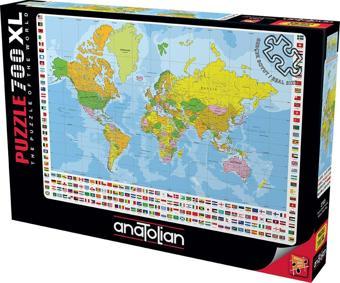 Anatolian 700 Parça XL Puzzle - Dünya Siyasi Haritası 2703