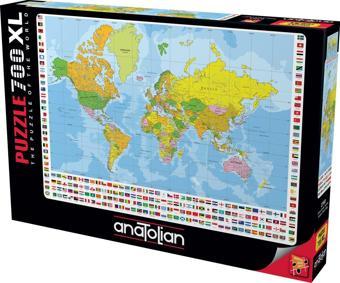 Anatolian 700 Parça XL Puzzle / Dünya Siyasi Haritası - Kod 2703