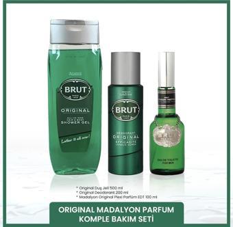 Original Erkek Bakım Seti Madalyon Plexi Parfüm EDT 100 ml, Deodorant 200 ml, Duş Jeli 500 ml