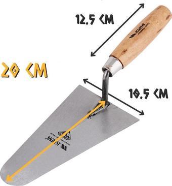 Kupa Ahşap Saplı Üçgen Sıvacı Malası - Oval Uç - 20 cm.