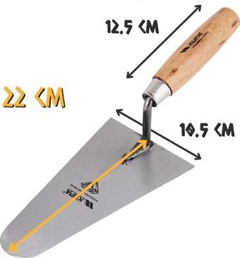 Kupa Ahşap Saplı Üçgen Sıvacı Malası - Oval Uç - 22 cm.