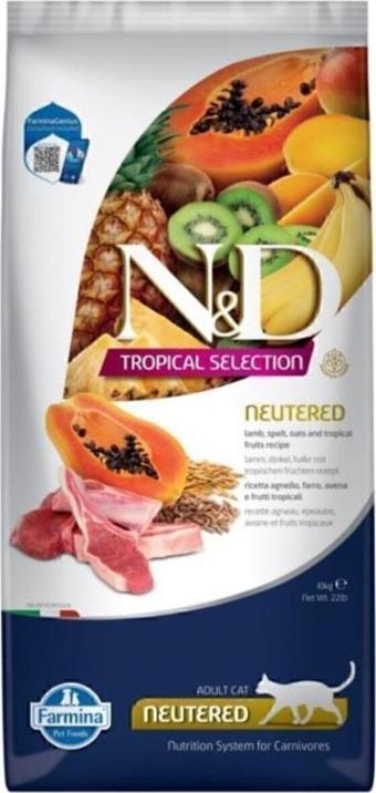 N&D Nd Tropical Selection Kısır Kedi 10Kg Kuzu Etli Tropikal Meyveli Kısırlaştırılmış Kedi Maması