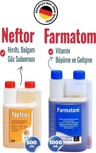 Munich Vet 2Li Set Kuşlar Için Farmatom Vitamin 1 Lt Neftor Hırıltı Seti 500 Ml