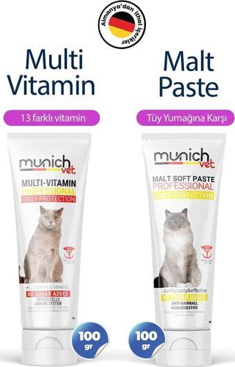 Munich Vet 2'Li Set Multi Vitamin Paste 100 Gr Malt Paste Tüy Yumağı Önleyici 100 Gr (Memnuniyet Garantili)