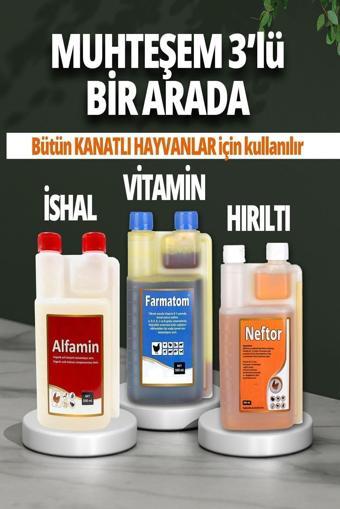 Munich Vet 3Lü Set Farmatom Vitamin Alfamin Ishal Neftor Hırıltı Seti - 500 Ml